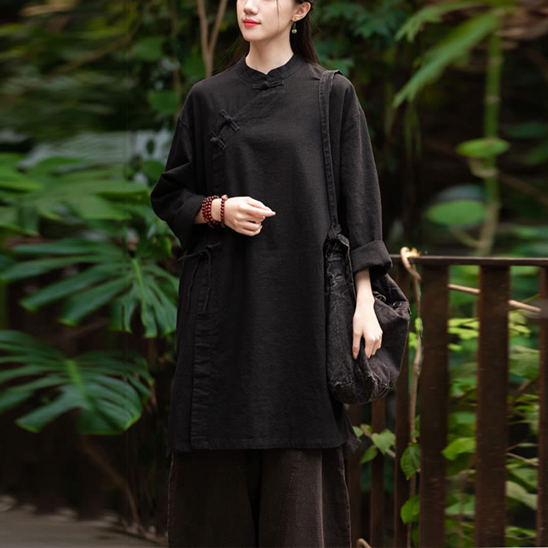 Camicetta da donna in cotone e lino vintage Buddha Stones, a maniche lunghe, cinese Hanfu - image 18