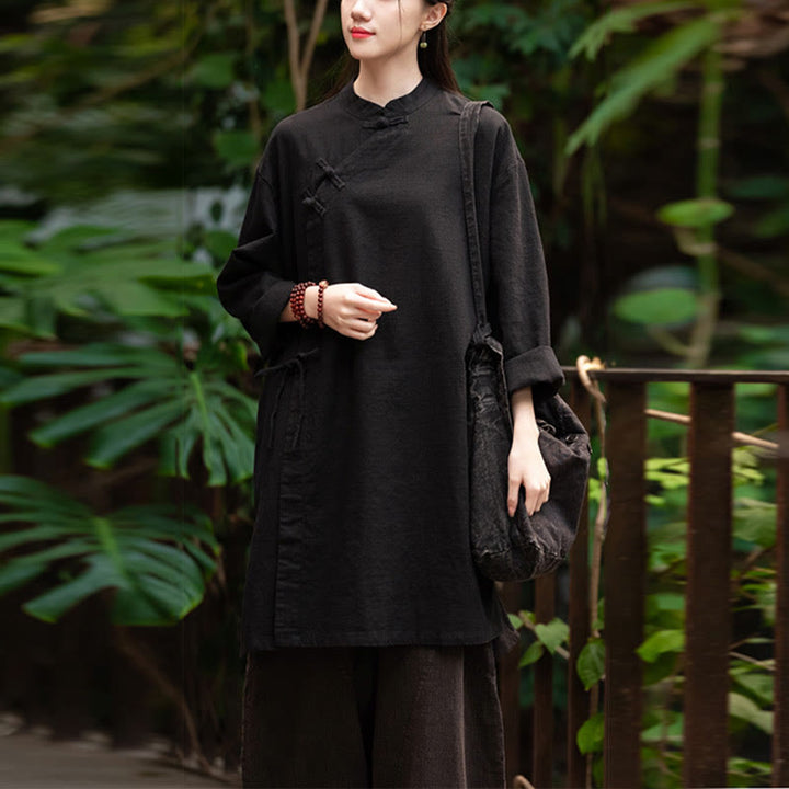 Camicetta da donna in cotone e lino vintage Buddha Stones, a maniche lunghe, cinese Hanfu - image 18