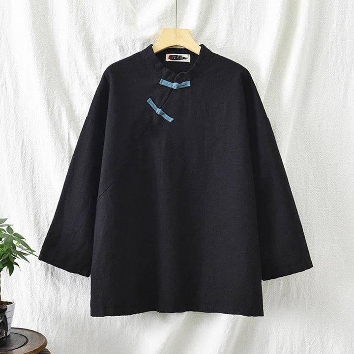 Camicetta larga in lino ramiè Buddha Stones da donna, a maniche lunghe, cinese Hanfu Top - image 18