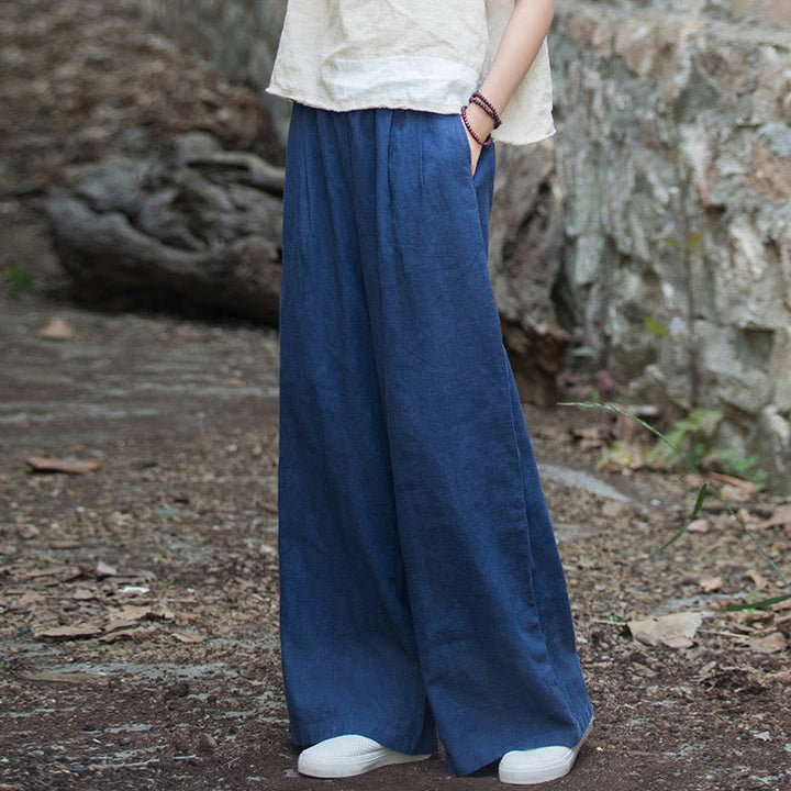 Pantaloni da yoga casual da donna con tasche e gamba larga retrò Buddha Stones