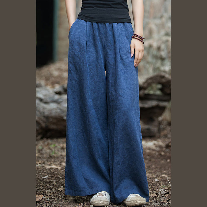 Pantaloni da yoga casual da donna con tasche e gamba larga retrò Buddha Stones