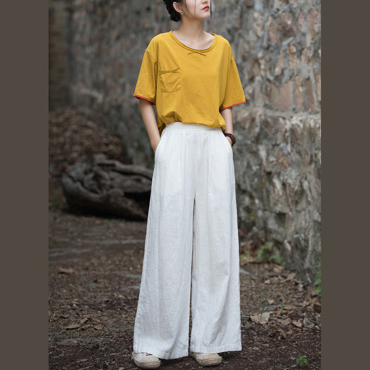 Pantaloni da yoga casual da donna con tasche e gamba larga retrò Buddha Stones