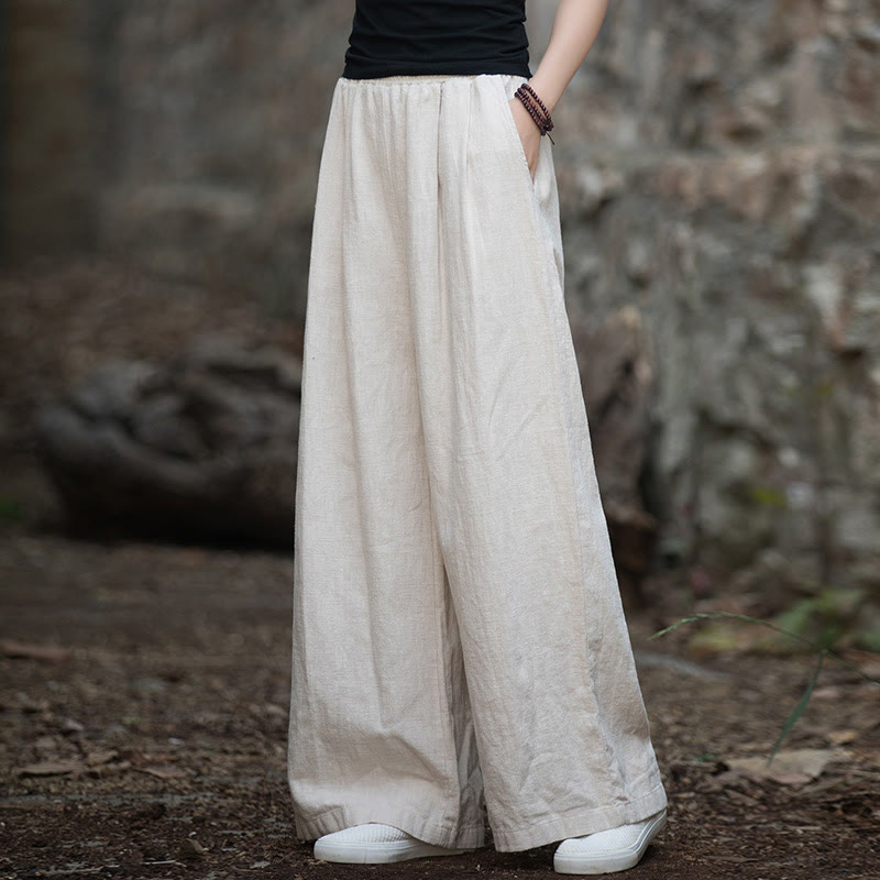 Pantaloni da yoga casual da donna con tasche e gamba larga retrò Buddha Stones