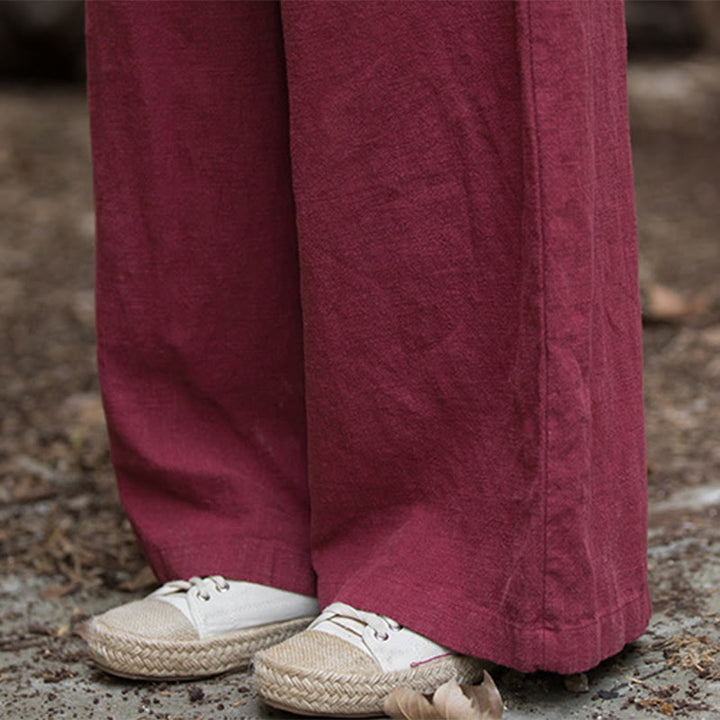Pantaloni da yoga casual da donna con tasche e gamba larga retrò Buddha Stones