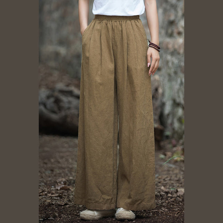 Pantaloni da yoga casual da donna con tasche e gamba larga retrò Buddha Stones