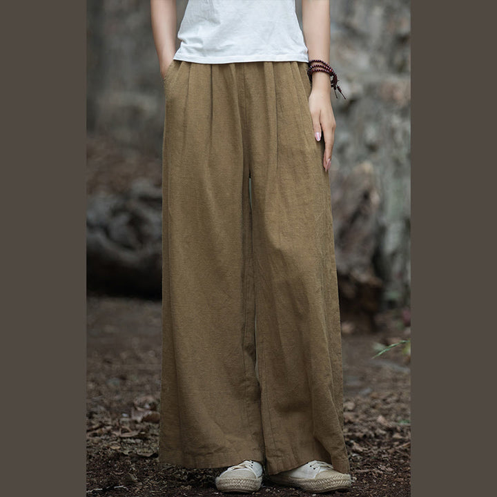 Pantaloni da yoga casual da donna con tasche e gamba larga retrò Buddha Stones