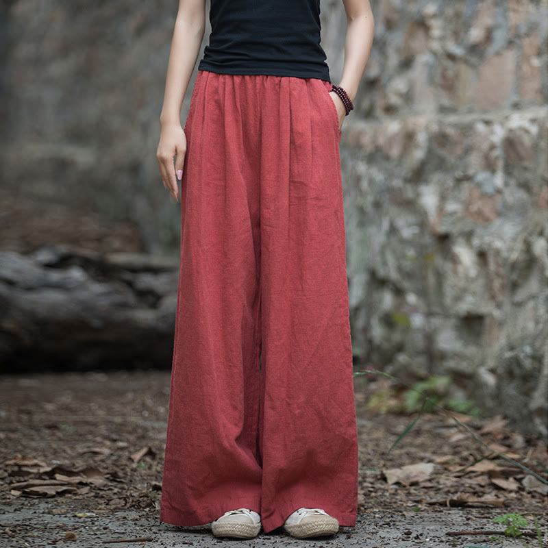 Pantaloni da yoga casual da donna con tasche e gamba larga retrò Buddha Stones