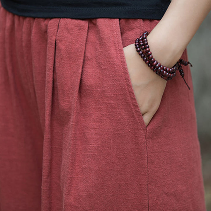 Pantaloni da yoga casual da donna con tasche e gamba larga retrò Buddha Stones