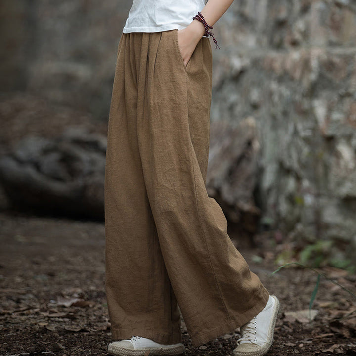 Pantaloni da yoga casual da donna con tasche e gamba larga retrò Buddha Stones