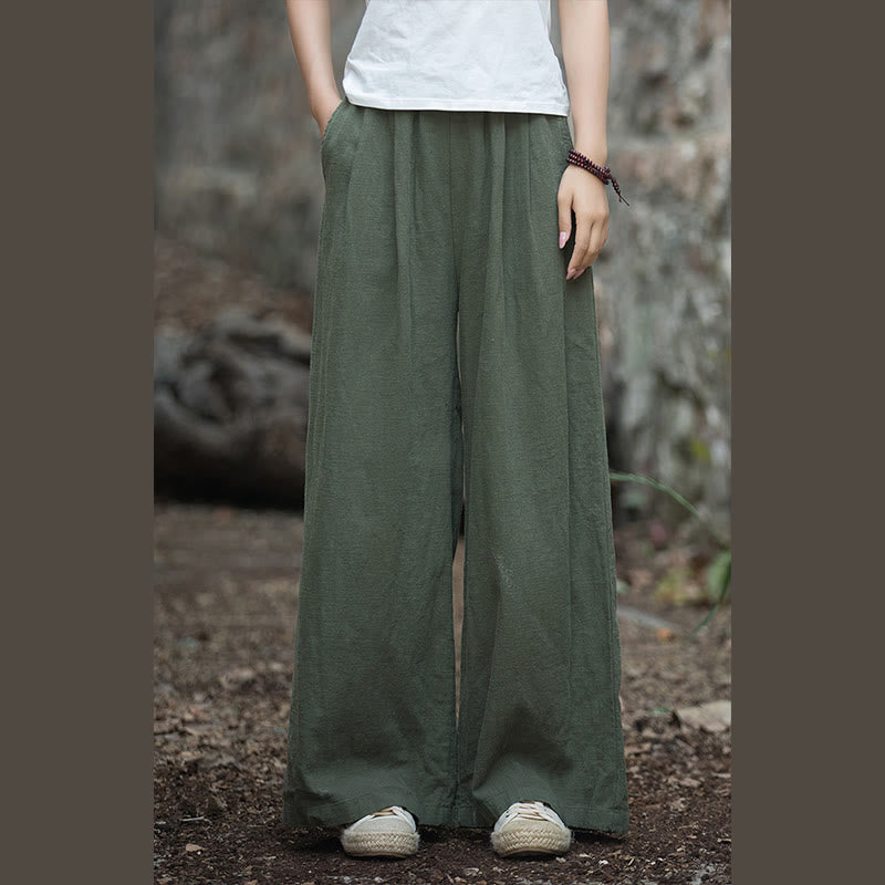 Pantaloni da yoga casual da donna con tasche e gamba larga retrò Buddha Stones