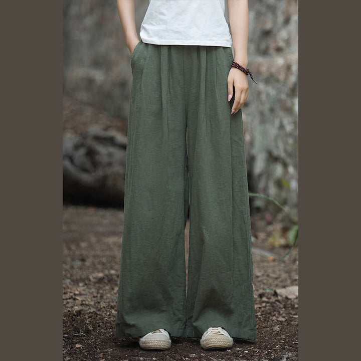 Pantaloni da yoga casual da donna con tasche e gamba larga retrò Buddha Stones