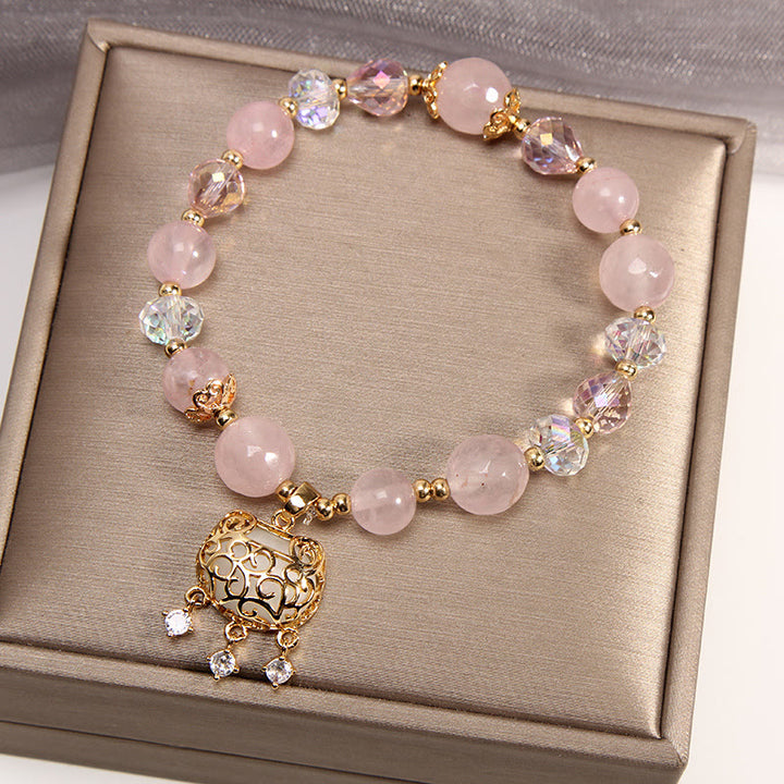 Braccialetto di protezione lenitiva in cristallo rosa naturale Buddha Stones