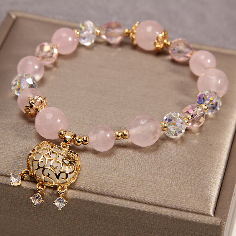 Braccialetto di protezione lenitiva in cristallo rosa naturale Buddha Stones