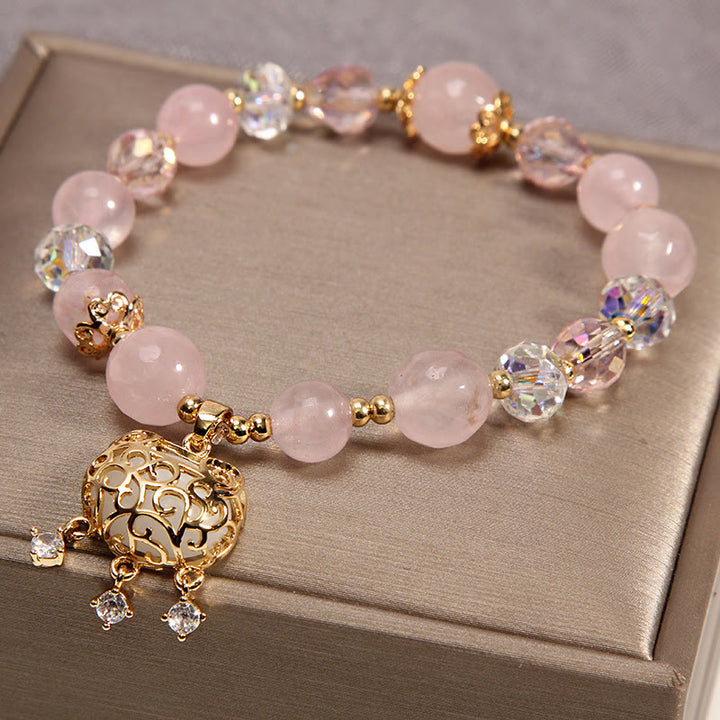 Braccialetto di protezione lenitiva in cristallo rosa naturale Buddha Stones
