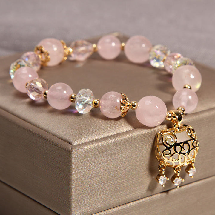 Braccialetto di protezione lenitiva in cristallo rosa naturale Buddha Stones