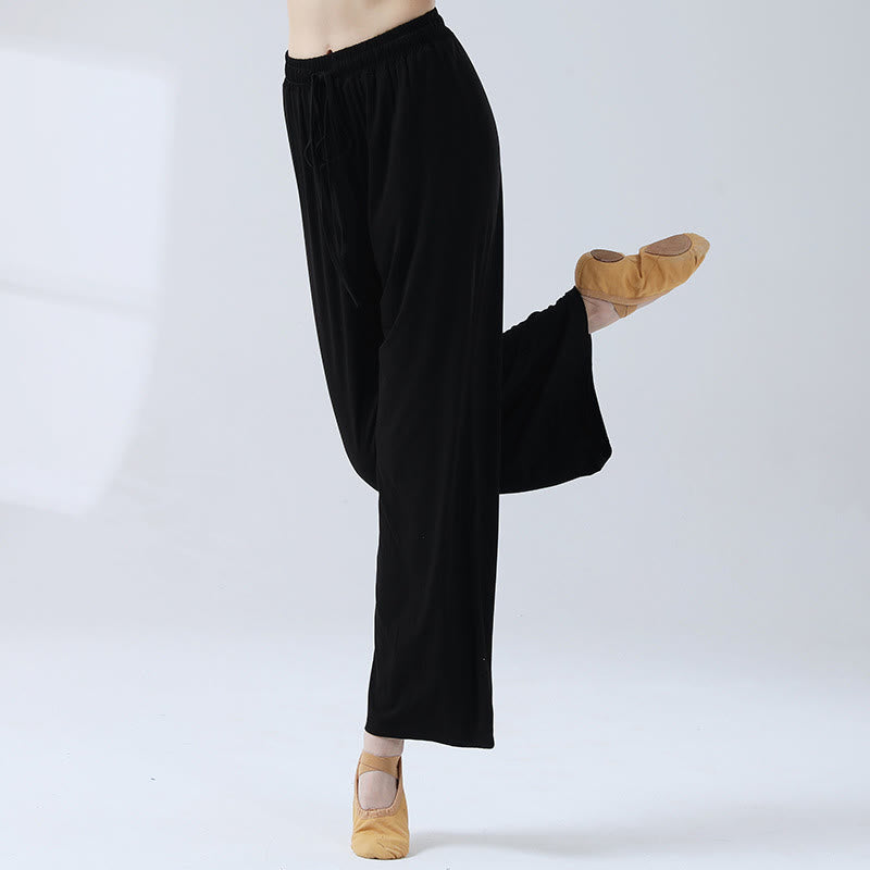 Pantaloni larghi con coulisse in modal Buddha Stones per yoga e danza - Nero - US12, UK/AU16, EU44 (3XL) - image 9