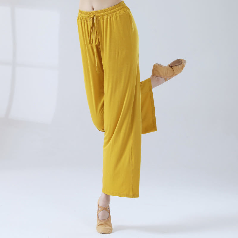 Pantaloni larghi con coulisse in modal Buddha Stones per yoga e danza - Giallo - US12, UK/AU16, EU44 (3XL) - image 13
