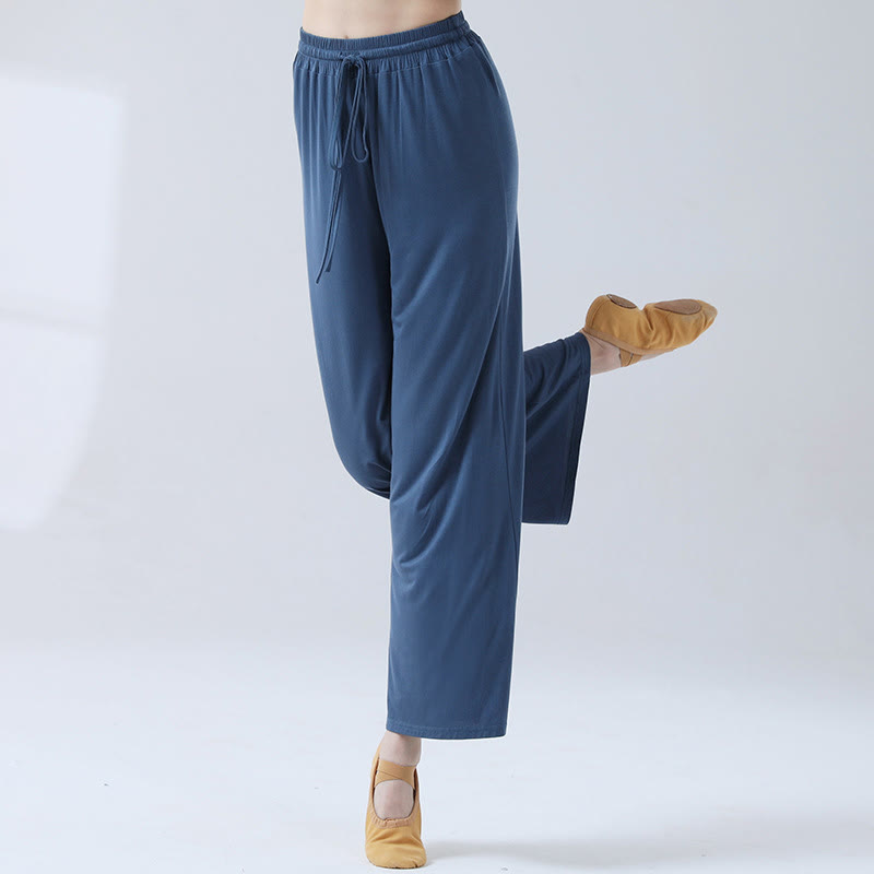 Pantaloni larghi con coulisse in modal Buddha Stones per yoga e danza - Blu reale - US12, UK/AU16, EU44 (3XL) - image 18