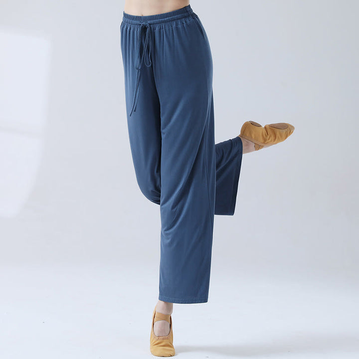 Pantaloni larghi con coulisse in modal Buddha Stones per yoga e danza - Blu reale - US12, UK/AU16, EU44 (3XL) - image 18