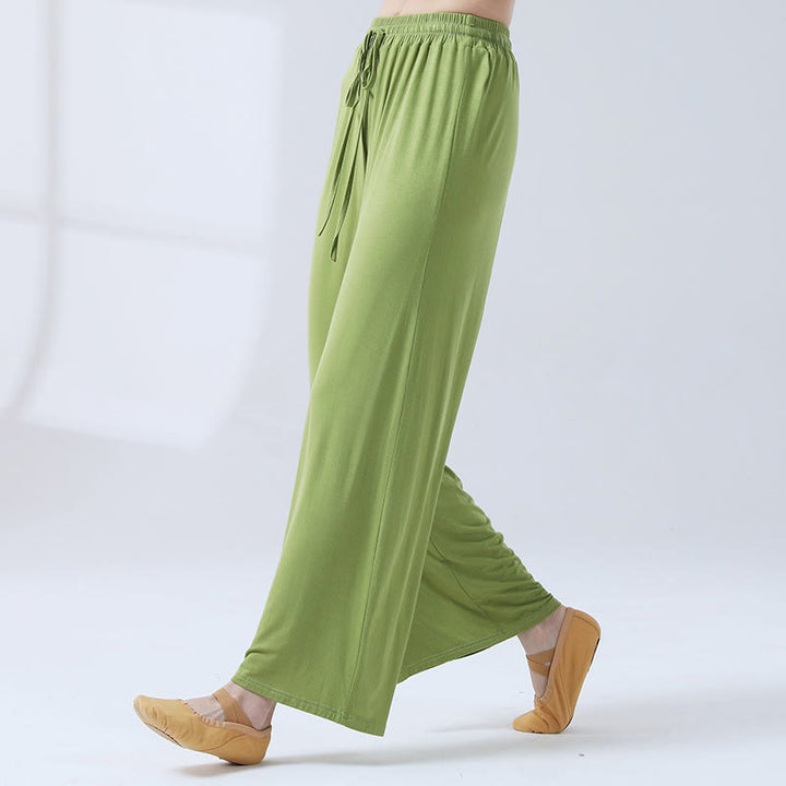 Pantaloni larghi con coulisse in modal Buddha Stones per yoga e danza - Verde - US12, UK/AU16, EU44 (3XL) - image 17