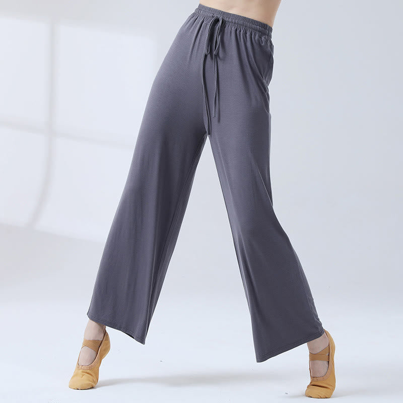 Pantaloni larghi con coulisse in modal Buddha Stones per yoga e danza - Grigio ardesia - US12, UK/AU16, EU44 (3XL) - image 22
