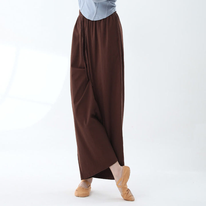 Pantaloni larghi in cotone con coulisse Buddha Stones per yoga e danza con tasche - Marrone - US6, UK/AU10, EU38 (XL) - image 8