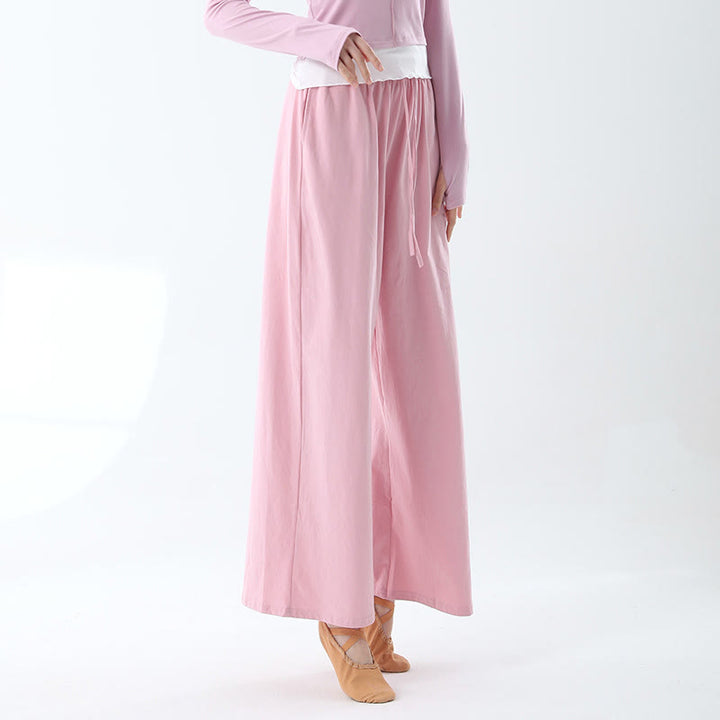 Pantaloni larghi in cotone con coulisse Buddha Stones per yoga e danza con tasche