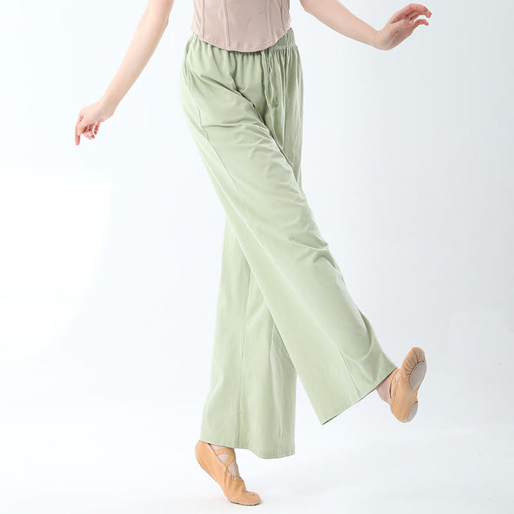 Pantaloni larghi in cotone con coulisse Buddha Stones per yoga e danza con tasche