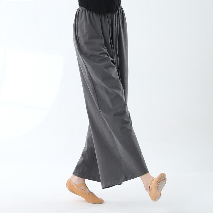 Pantaloni larghi in cotone con coulisse Buddha Stones per yoga e danza con tasche