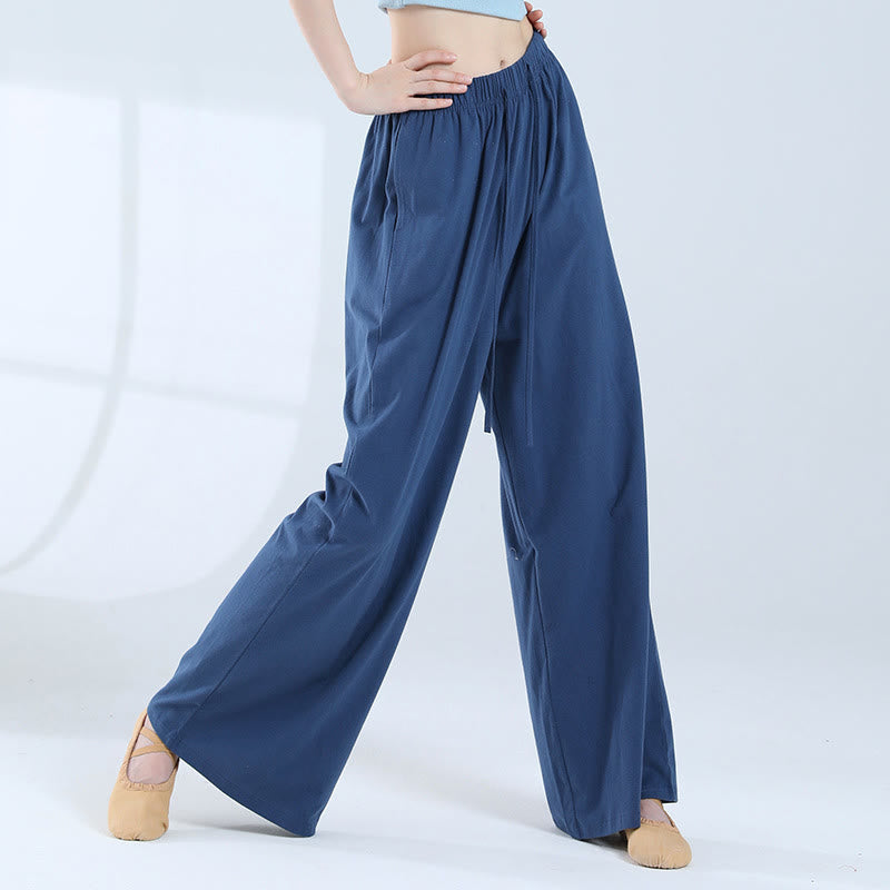 Pantaloni larghi in cotone con coulisse Buddha Stones per yoga e danza con tasche - Blu - US6, UK/AU10, EU38 (XL) - image 36