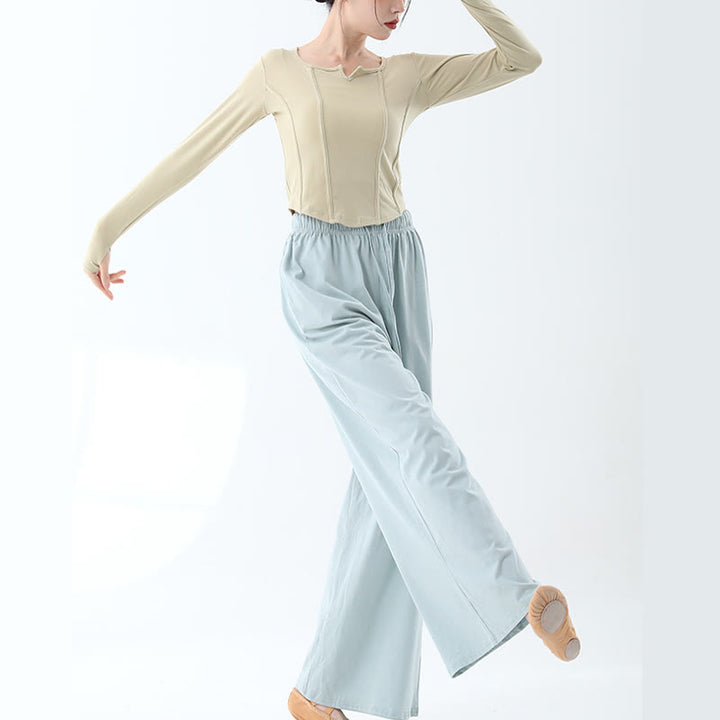 Pantaloni larghi in cotone con coulisse Buddha Stones per yoga e danza con tasche