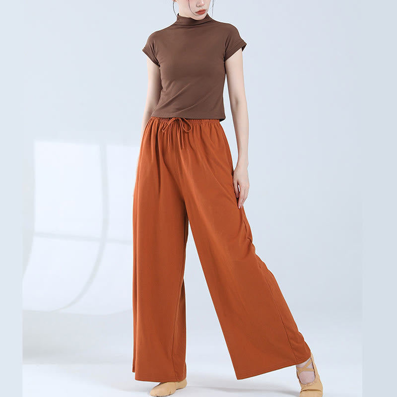 Pantaloni larghi in cotone con coulisse Buddha Stones per yoga e danza con tasche