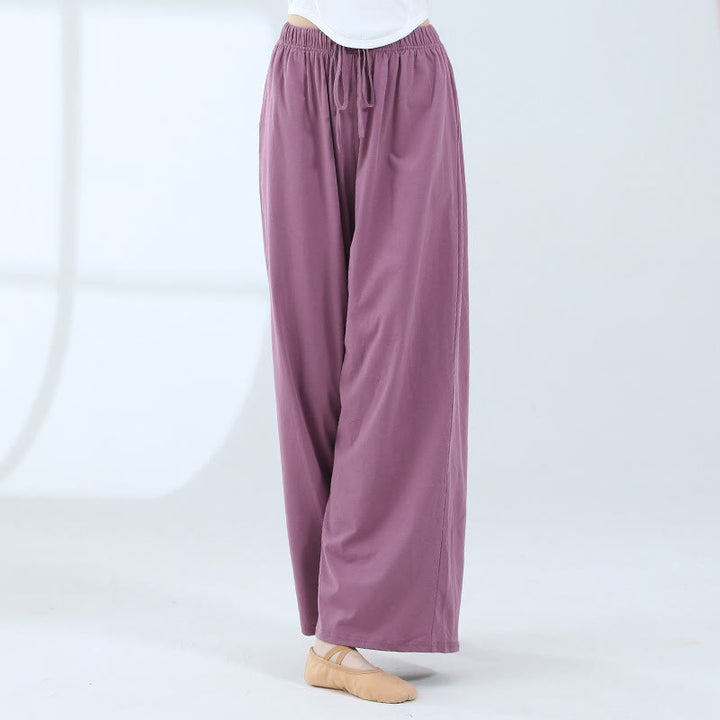 Pantaloni larghi in cotone con coulisse Buddha Stones per yoga e danza con tasche