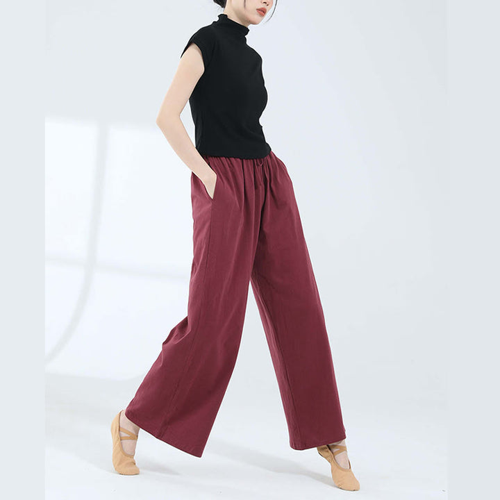 Pantaloni larghi in cotone con coulisse Buddha Stones per yoga e danza con tasche - image 27