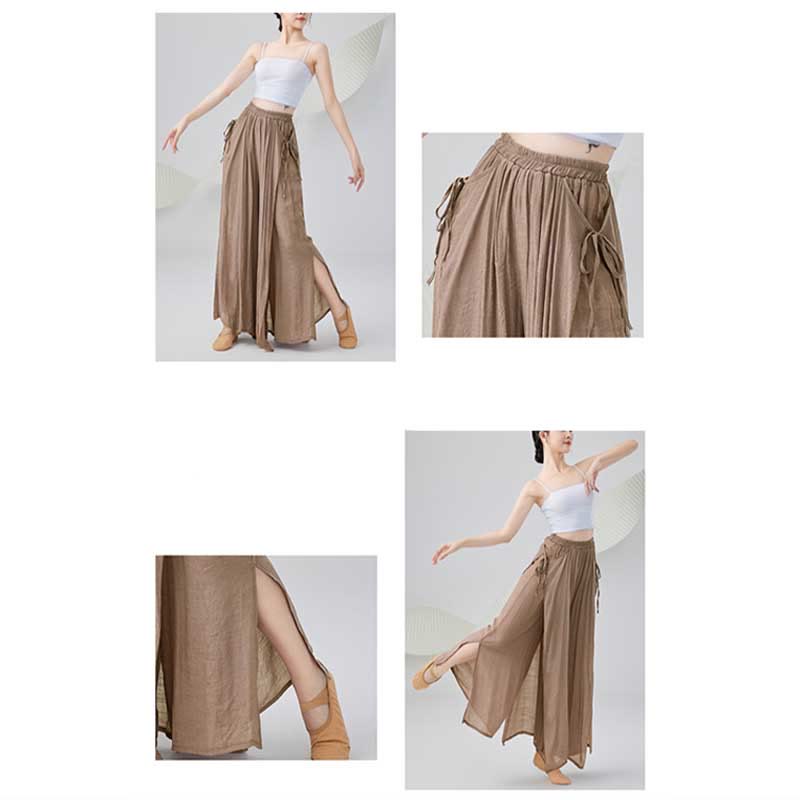 Pantaloni larghi in cotone e lino tinta unita con Buddha Stones per yoga, danza classica - image 13