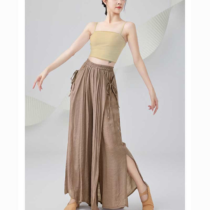 Pantaloni larghi in cotone e lino tinta unita con Buddha Stones per yoga, danza classica - image 10