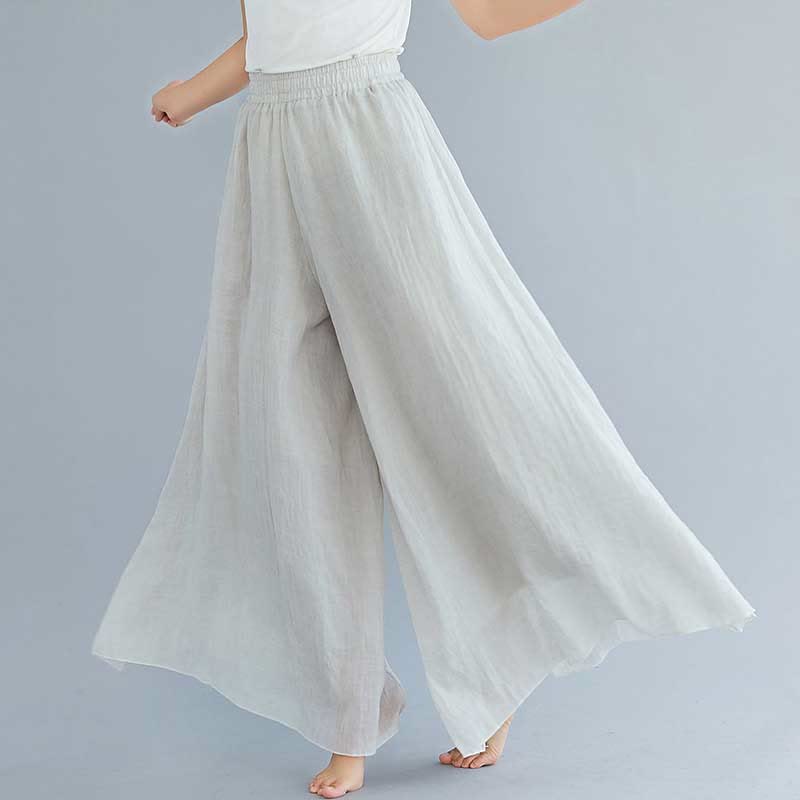 Pantaloni larghi in cotone e lino casual da donna Buddha Stones per yoga e danza