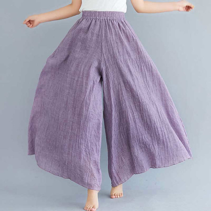 Pantaloni larghi in cotone e lino casual da donna Buddha Stones per yoga e danza - Viola scuro - US2, UK/AU6, EU34 (M) - image 21