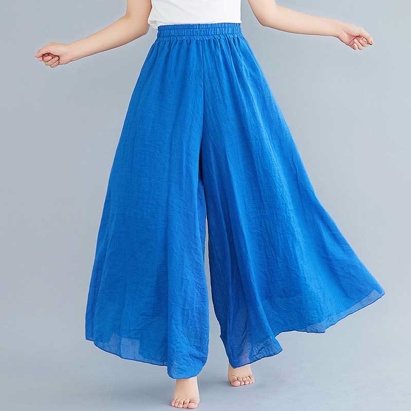Pantaloni larghi in cotone e lino casual da donna Buddha Stones per yoga e danza