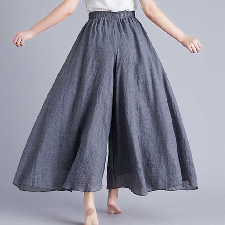 Pantaloni larghi in cotone e lino casual da donna Buddha Stones per yoga e danza