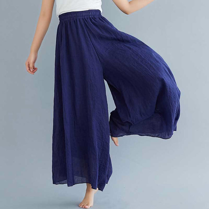 Pantaloni larghi in cotone e lino casual da donna Buddha Stones per yoga e danza