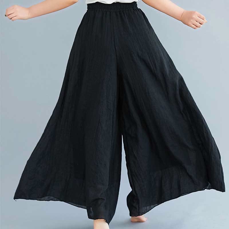 Pantaloni larghi in cotone e lino casual da donna Buddha Stones per yoga e danza