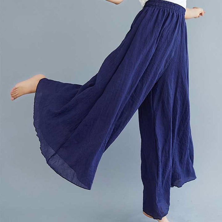 Pantaloni larghi in cotone e lino casual da donna Buddha Stones per yoga e danza