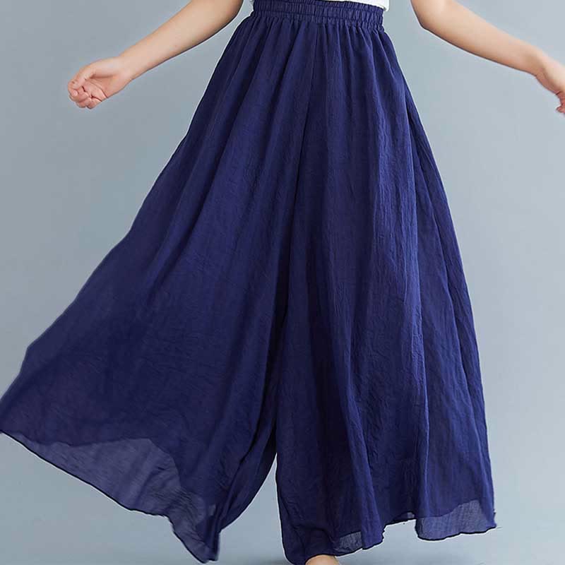 Pantaloni larghi in cotone e lino casual da donna Buddha Stones per yoga e danza