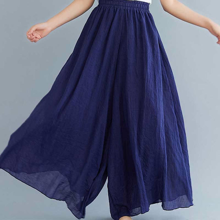 Pantaloni larghi in cotone e lino casual da donna Buddha Stones per yoga e danza