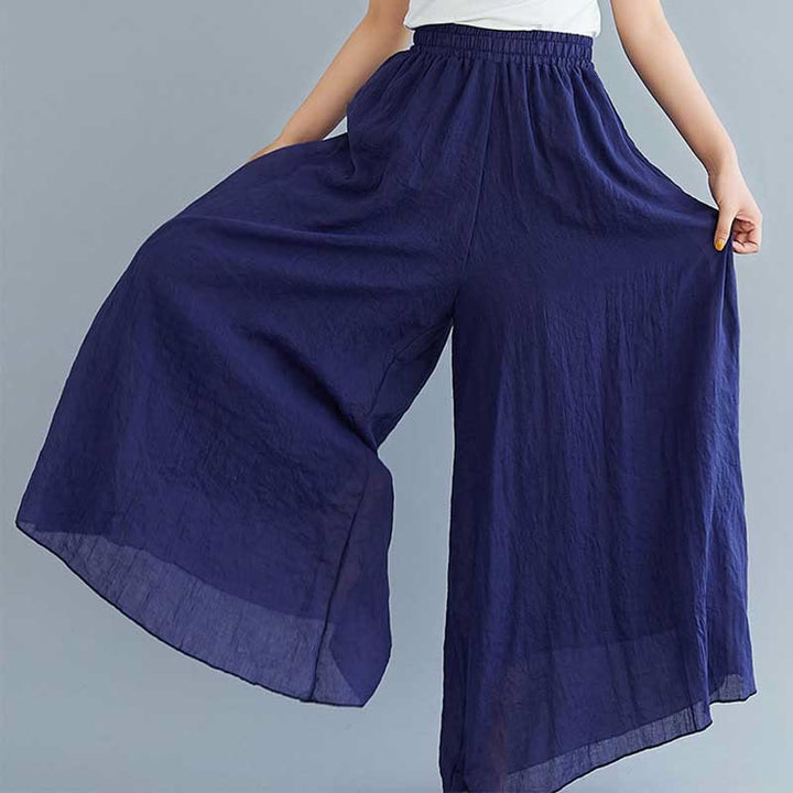Pantaloni larghi in cotone e lino casual da donna Buddha Stones per yoga e danza