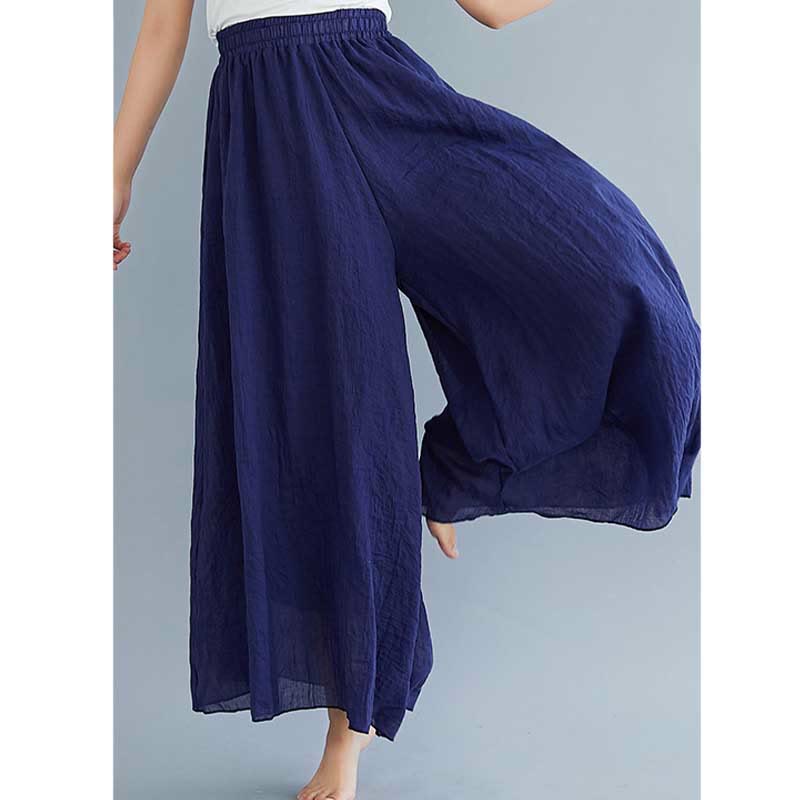 Pantaloni larghi in cotone e lino casual da donna Buddha Stones per yoga e danza