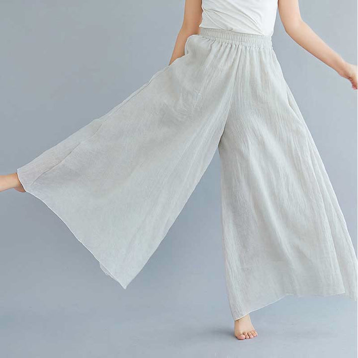 Pantaloni larghi in cotone e lino casual da donna Buddha Stones per yoga e danza
