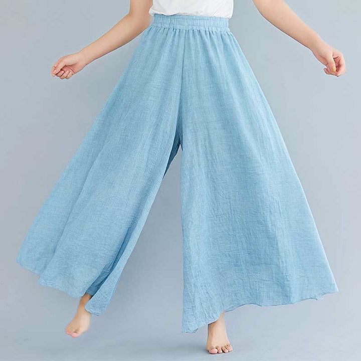 Pantaloni larghi in cotone e lino casual da donna Buddha Stones per yoga e danza