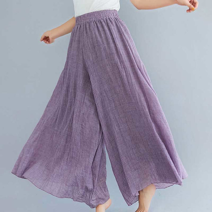 Pantaloni larghi in cotone e lino casual da donna Buddha Stones per yoga e danza